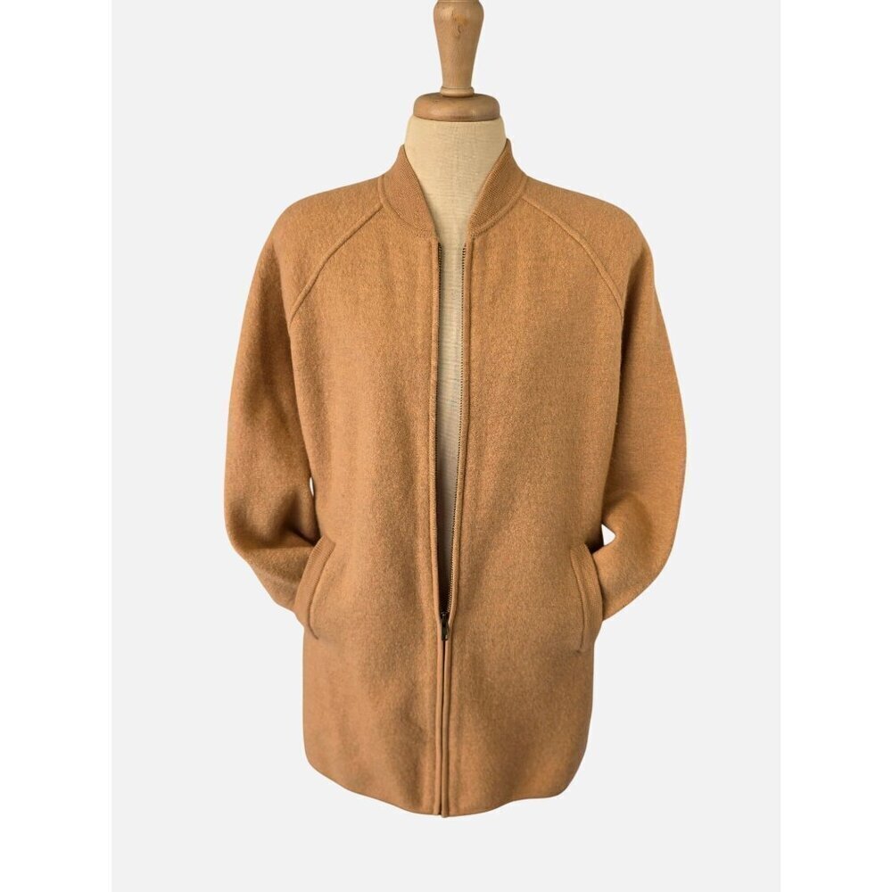 Madewell 100% Merino Wool Full Zip Coat Sweater Sz S Blush Pink Boiled Wool